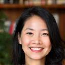 Portrait of Sarah Chen, a cheerful fiction writer with a creative aura